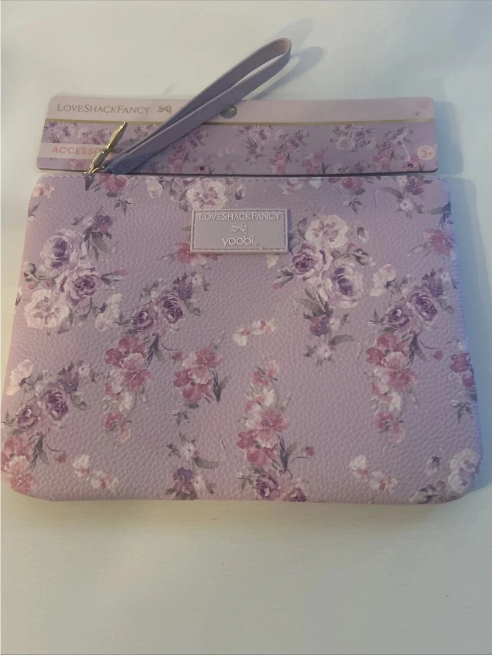 NWT LoveShackFancy x Target - Purple Floral Flat Vegan Leather Pouch Wristlet